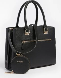 Guess Eco Alexie Girlfriend Satchel Dames Handtas - Zwart -Liora Luxe Winkel 948x1200