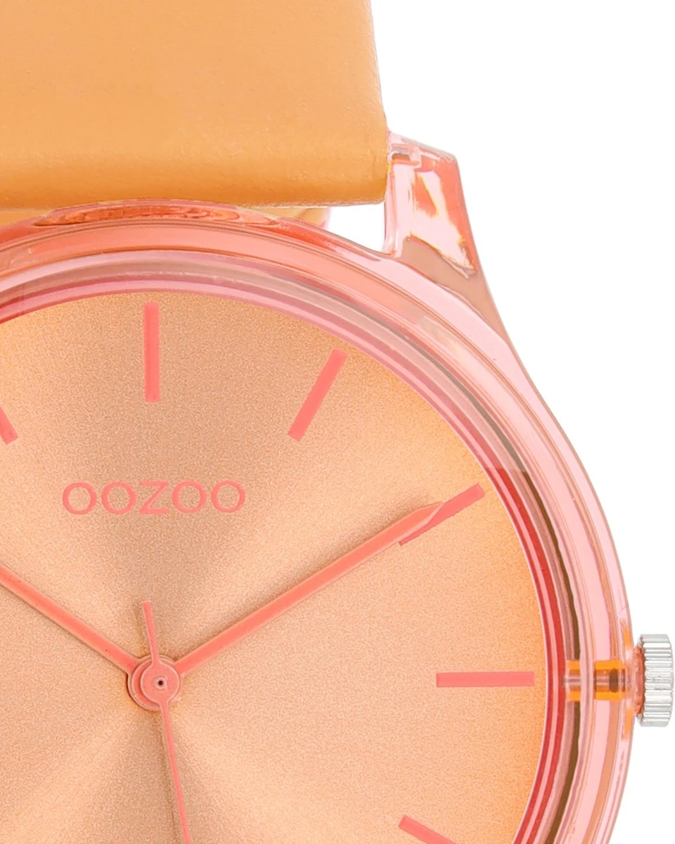 OOZOO Timepieces - Oranje Horloge Met Mango Leren Band - C11141 4 OOZOO Timepieces - Oranje Horloge Met Mango Leren Band - C11141 - Afbeelding 2