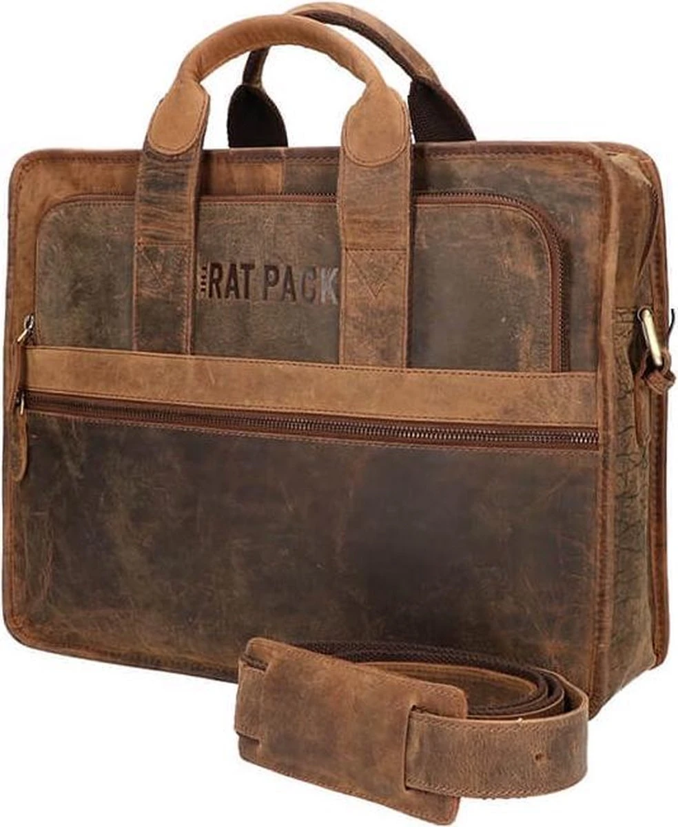 The Rat Pack Hand Messenger Schoudertas 15.6'' Bogart Bruin 10 The Rat Pack Hand Messenger Schoudertas 15.6'' Bogart Bruin - Afbeelding 8