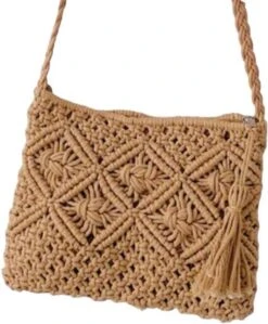 Strandtas - Schoudertas - Riet - Enkel Hengsel - Naturel - Gevlochten