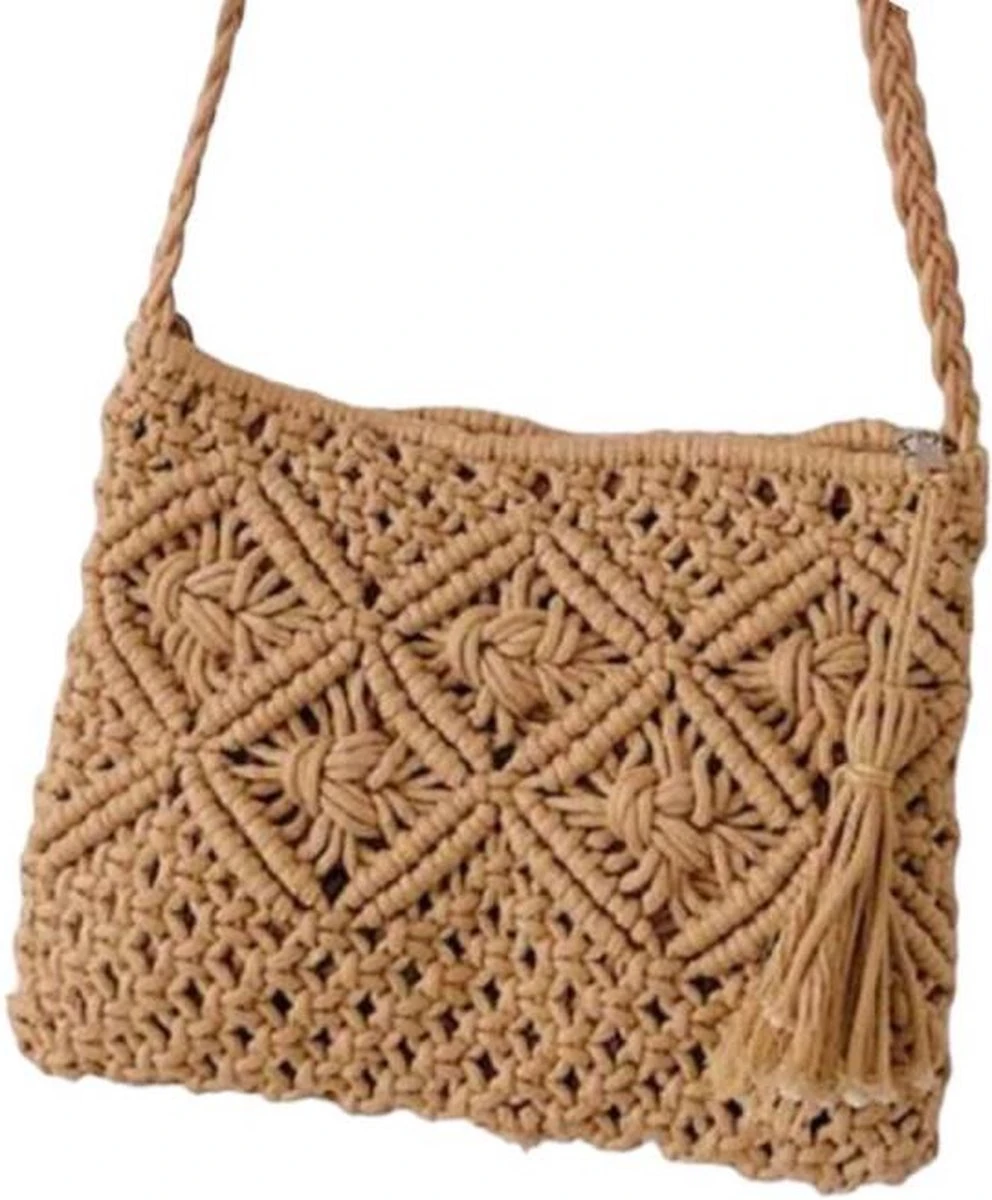 Strandtas - Schoudertas - Riet - Enkel Hengsel - Naturel - Gevlochten 3 Strandtas - Schoudertas - Riet - Enkel Hengsel - Naturel - Gevlochten