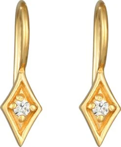 Elli PREMIUM Oorbellen Dames Oor Hanger Rhombus Elegant Met Diamant (0,06 Ct) In 925 Sterling Zilver Verguld -Liora Luxe Winkel 996x1200 1